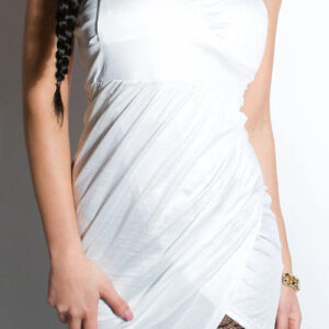 -Box#15 Koucla Oneshoulder Minikleid mit Raffung weiss/beige passt Größe XS/S/M