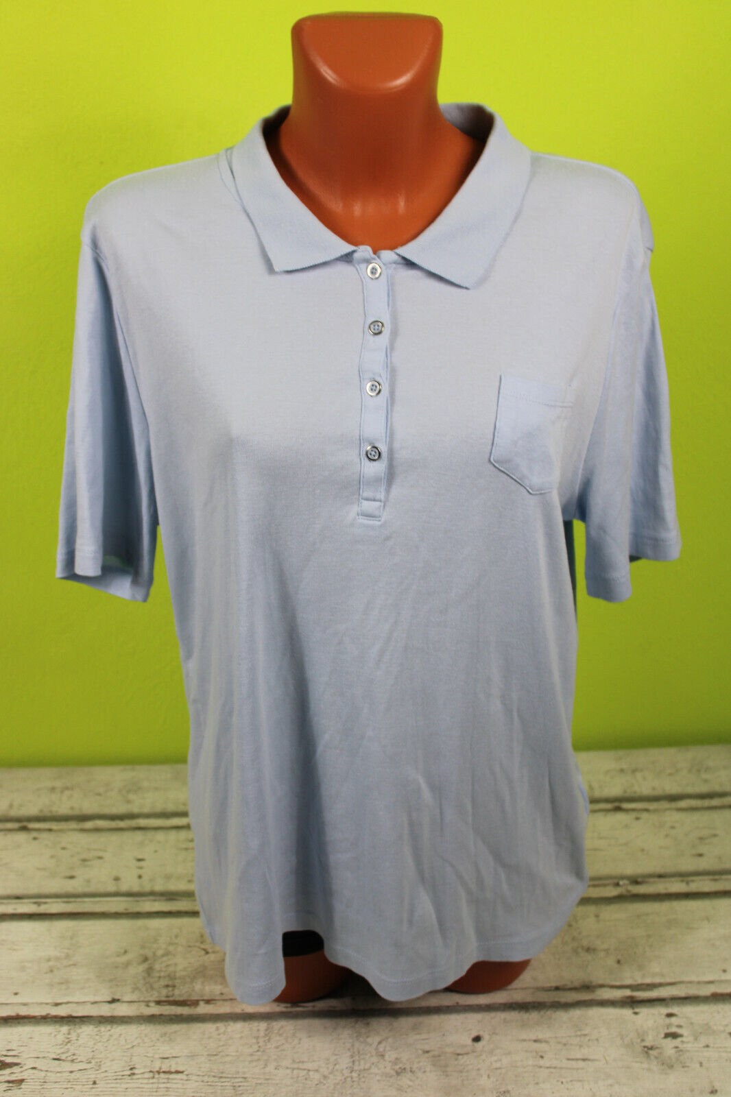Box#42 C&A Poloshirt L 42 Shirt T-Shirt kurzarm Polo Kragen blau Damen
