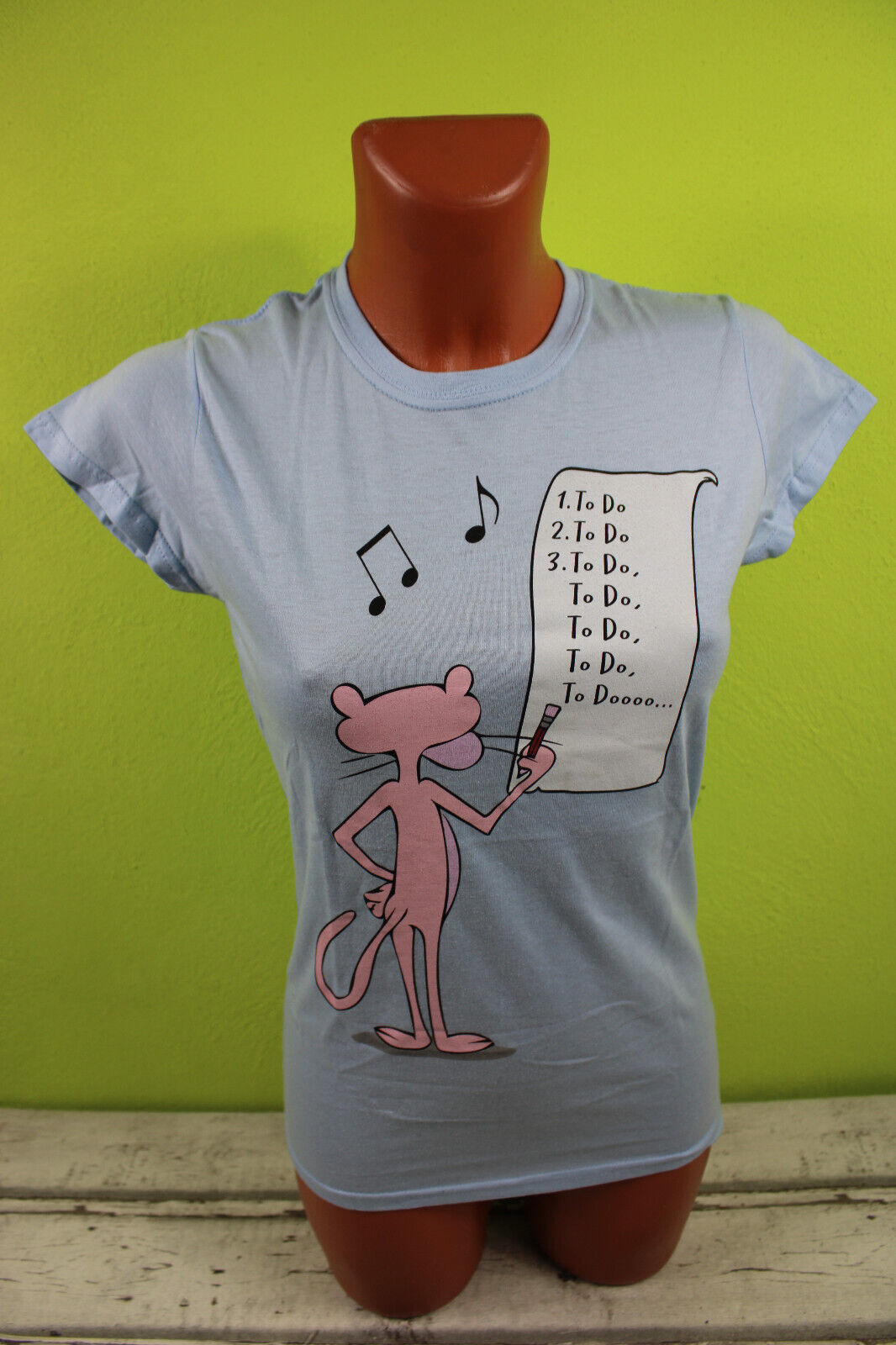 Box#43 Shirt kurzarm blau S 36/38 T-Shirt Motivshirt Paulchen Panther