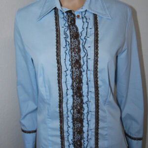 Box#48 C&A Bluse M 40 Hemdbluse mit Spitze langarm blau Damenbluse – Bild 5