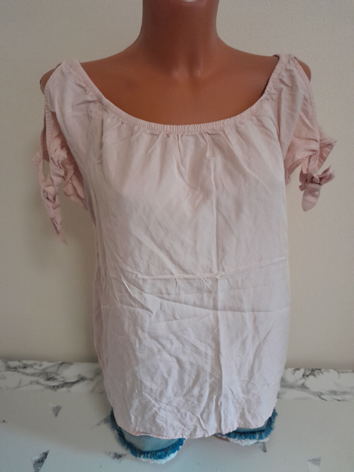 Box#43 Esmara Shirt L 42 T-Shirt rosa kurzarm Blusenshirt schulterfrei Bluse