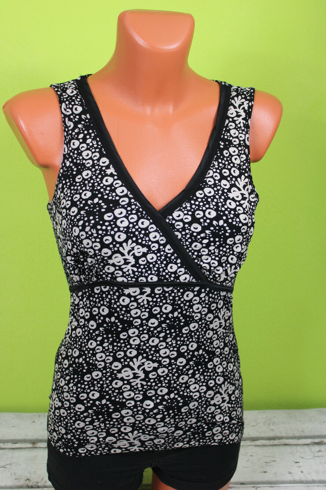 Box#46 Orwell Top mit Seide Shirt ärmellos S 36 Damen schwarz beige Damentop