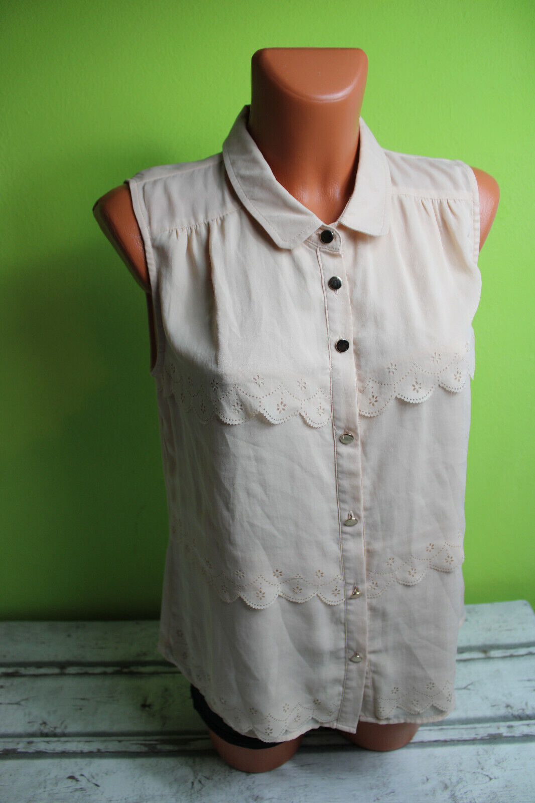 Box#48 oasis Bluse M 38 ärmellos beige Damenbluse Sommerbluse Sommer dünn Damen