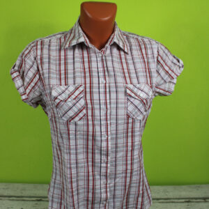 Box#51 Boule Bluse M 38 rot weiß kariert kurzarm Damen Hemdbluse Taschen – Bild 6