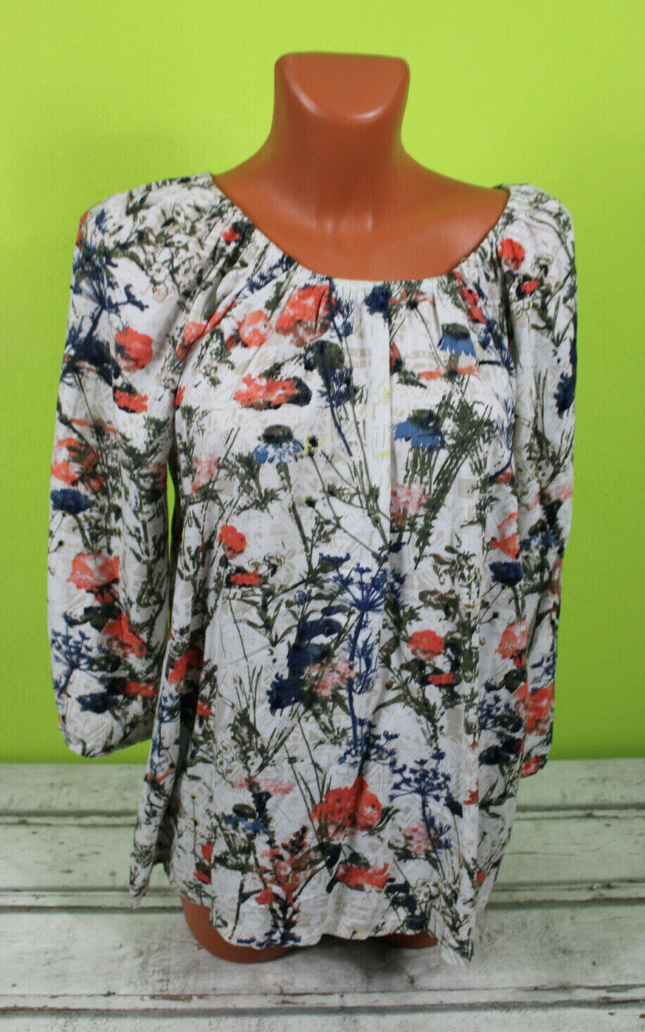 Box#57 Gina Blusenshirt M 38 Shirt Bluse kurzarm Bunt weiß T-Shirt Tunika Damen