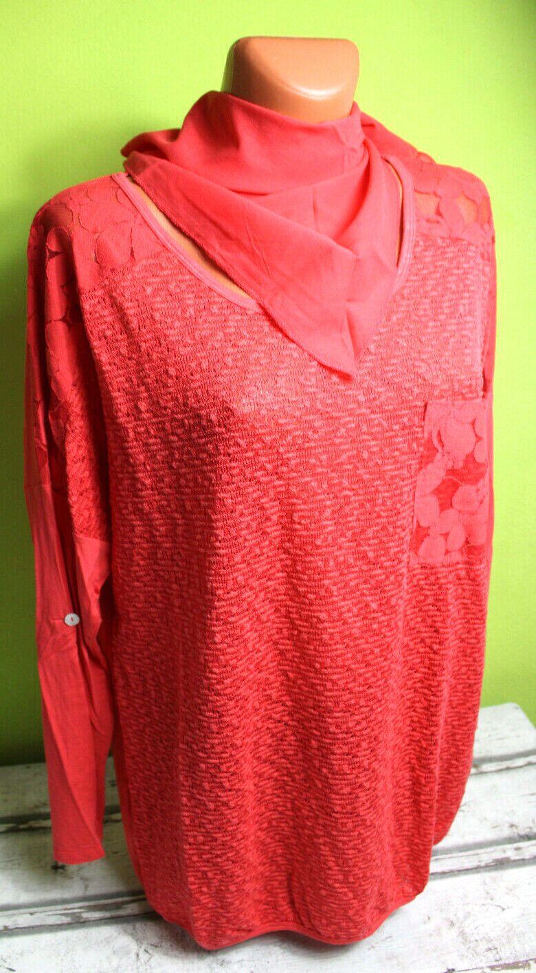 Box#63 heine Langarmshirt Shirt langarm rot 40/42 eher 42/44 Damen Tunika lang