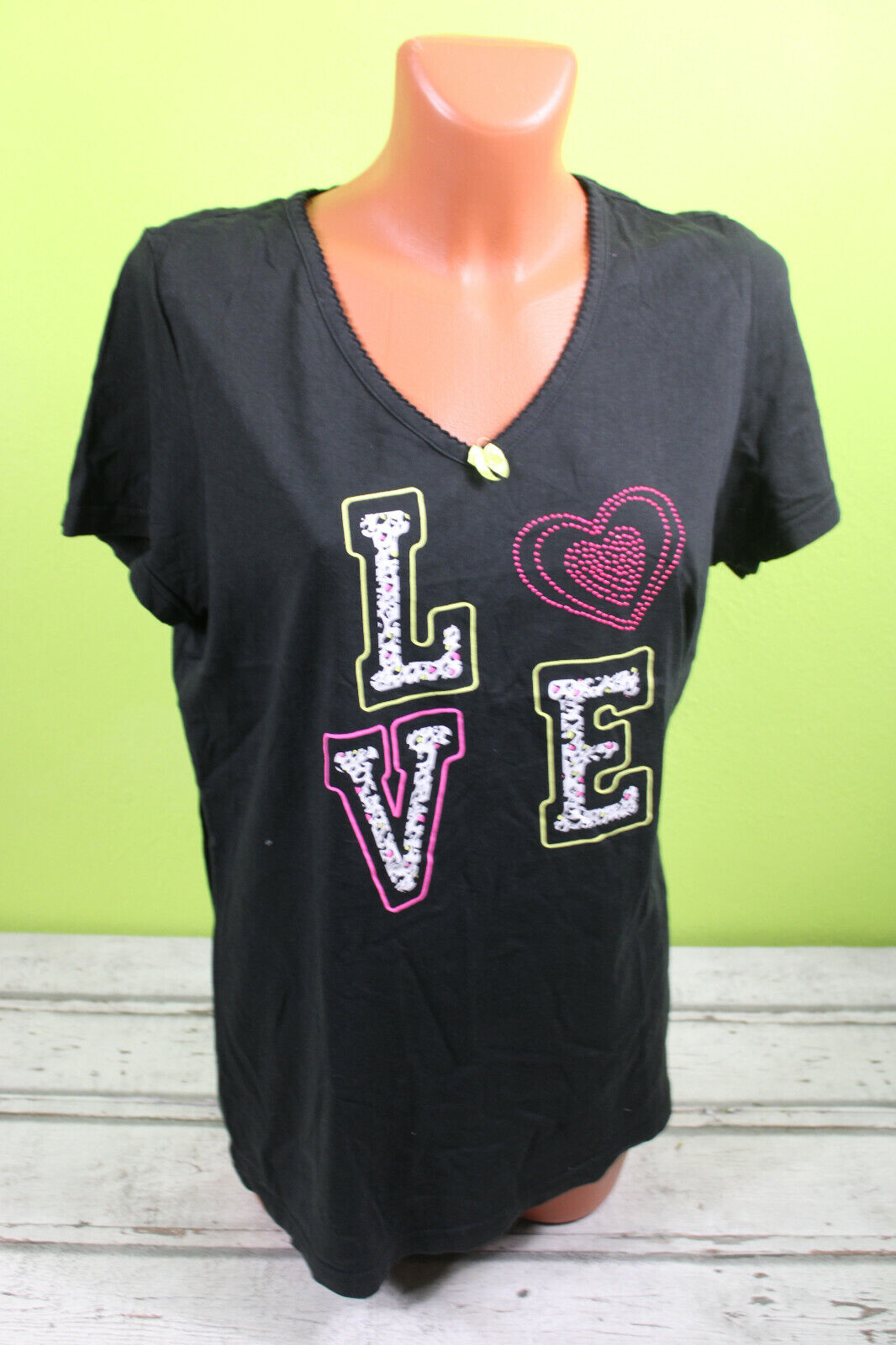 Box#67 bpc T-Shirt M 40/42 Shirt Kurzarmshirt schwarz bedruckt Damen kurzarm