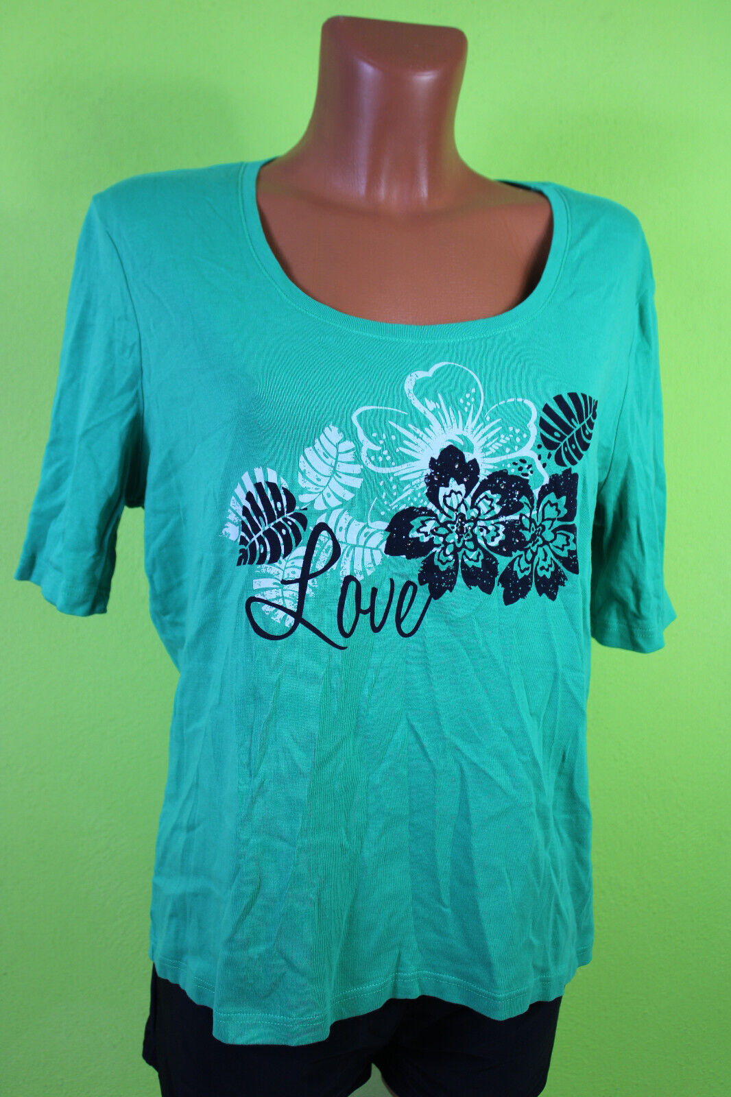 Box#68 Shirt kurzarm Kurzarmshirt grün L 42/44 T-Shirt Motivshirt Damen