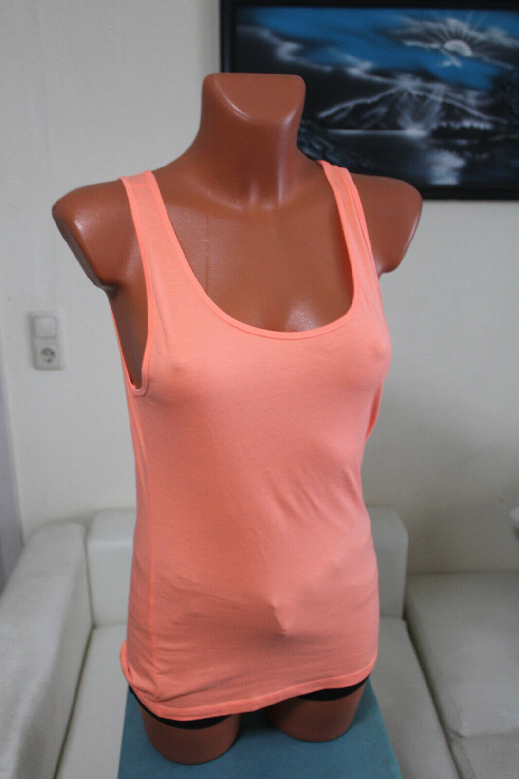 Box#82 Tanktop M 38 Shirt ärmellos Achselshirt Trägershirt orange Damen