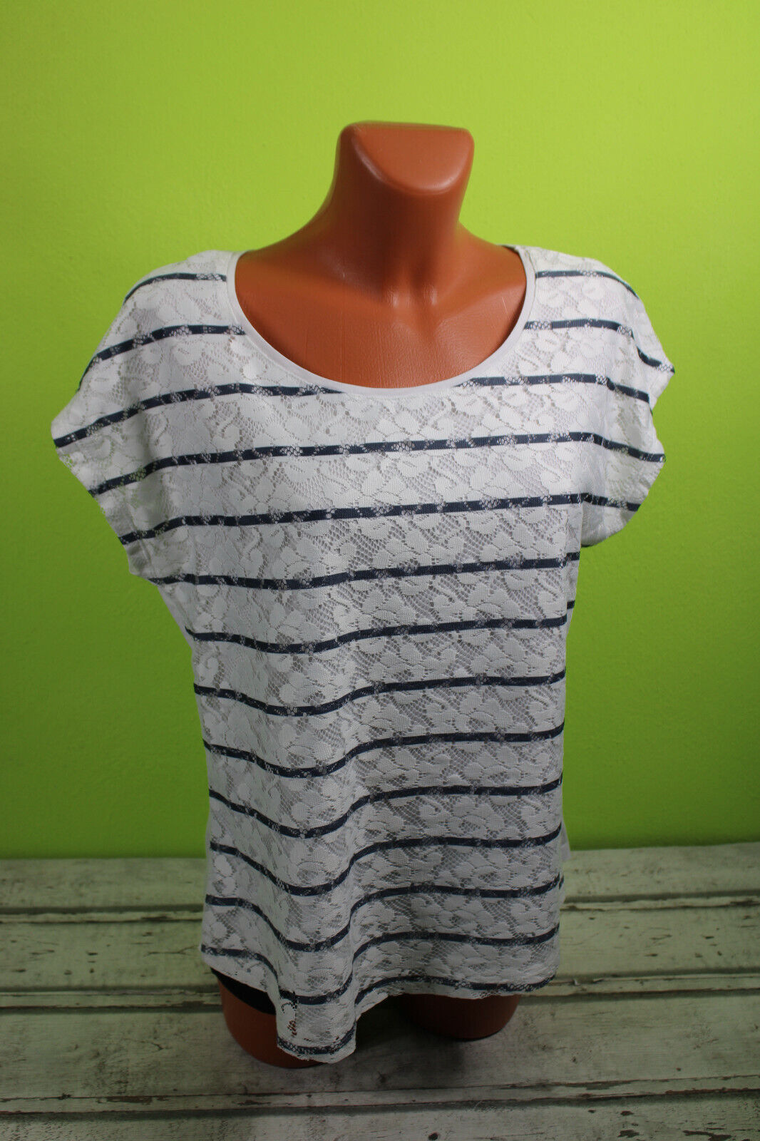 Box#84 Orsay Spitzenshirt M 40 kurzarm T-Shirt Damen Kurzarmshirt Spitze weiß