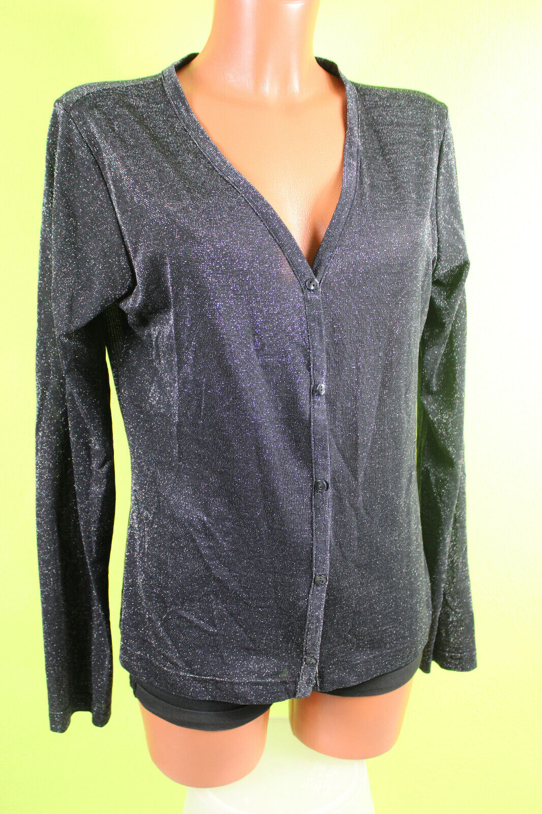 Box#89 Adessa Glitzerjacke Glitzer M 40/42 schwarz Bluse langarm dünn Strick