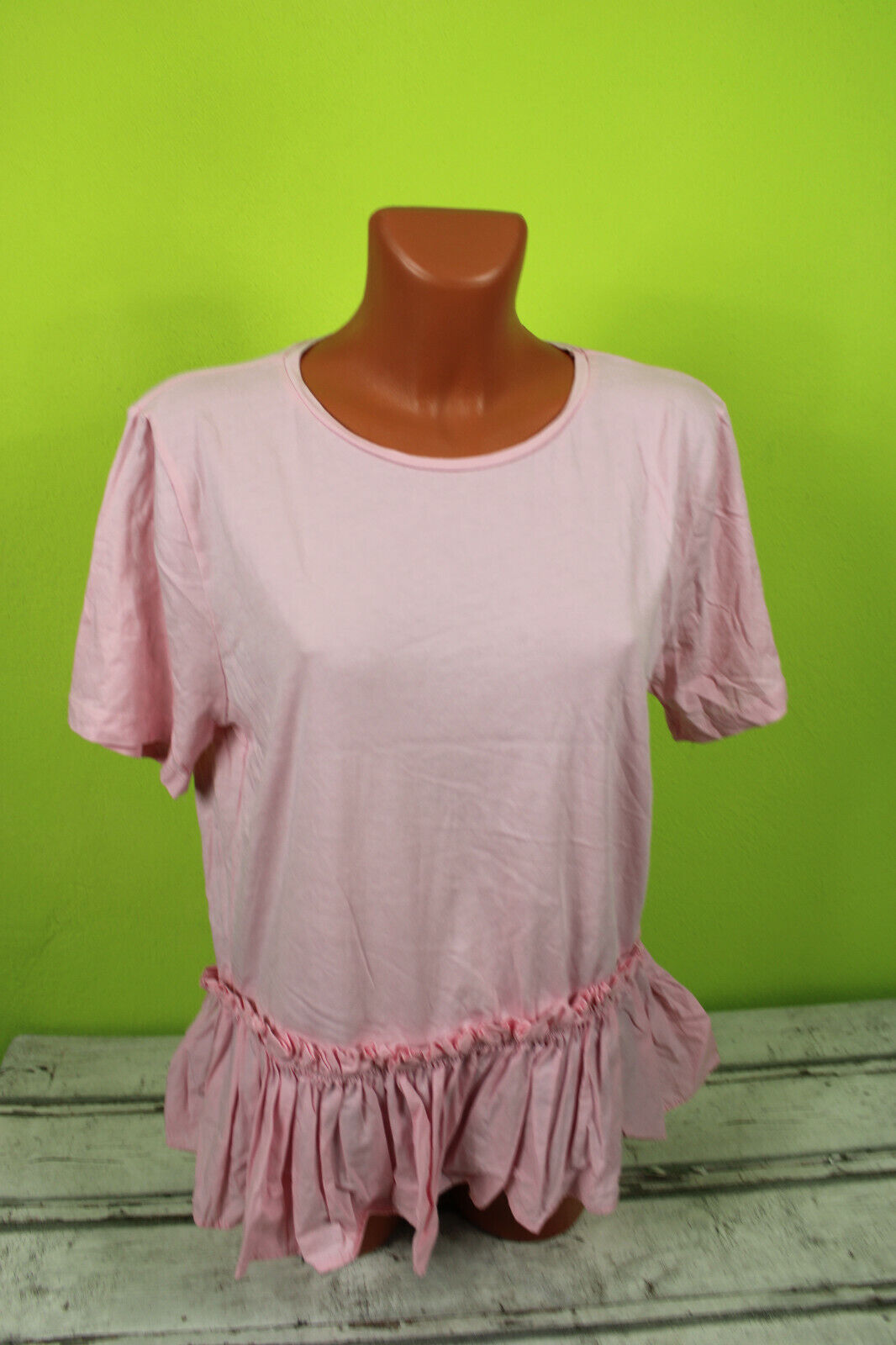 Box#88 H&M Blusenshirt L 42 kurzarmzartes rosa T-Shirt Damen Shirt ausgestellt