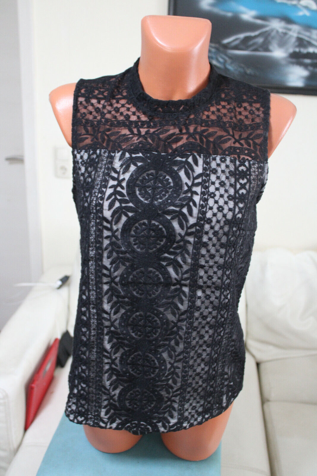 Box#90 H&M Top S eher 38 Tanktop Spitzenshirt Spitze Tank Top Shirt ärmellos