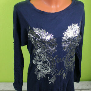 Box#94 D&F Langarmshirt blau Silber M 38/40 Shirt Longsleeve Damenshirt Basic – Bild 5