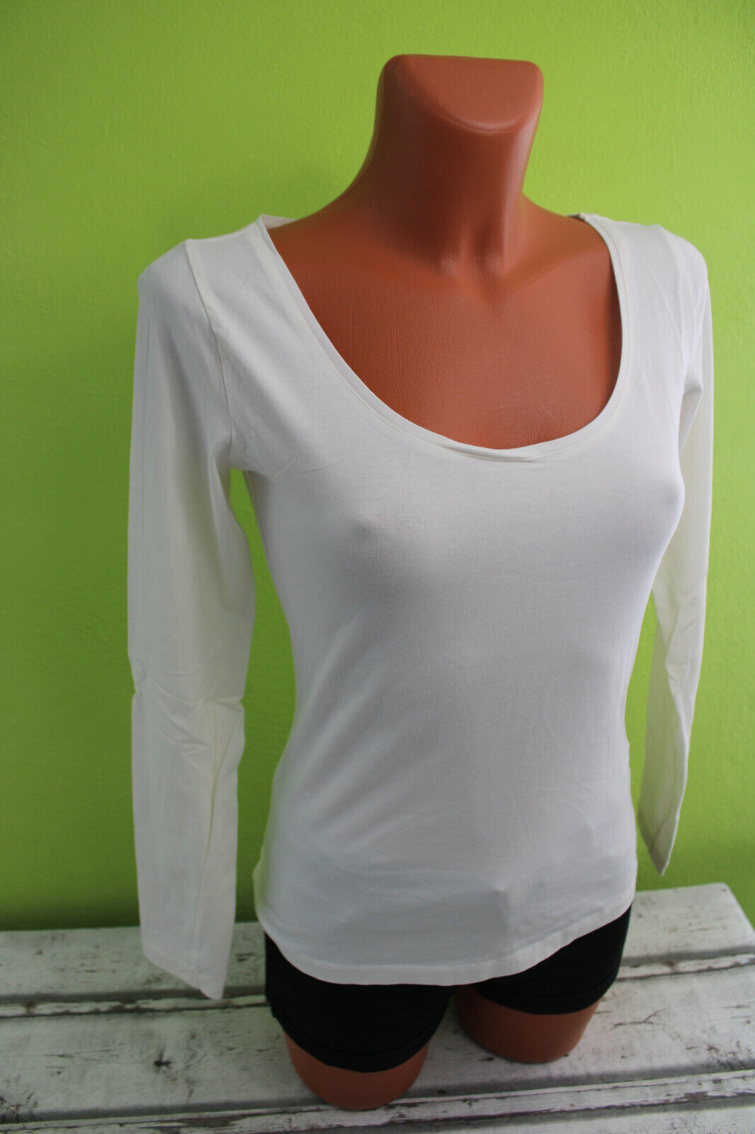 Box69 Dept dünnes Basic Langarmshirt Shirt Damen M eher S 34/36 beige creme