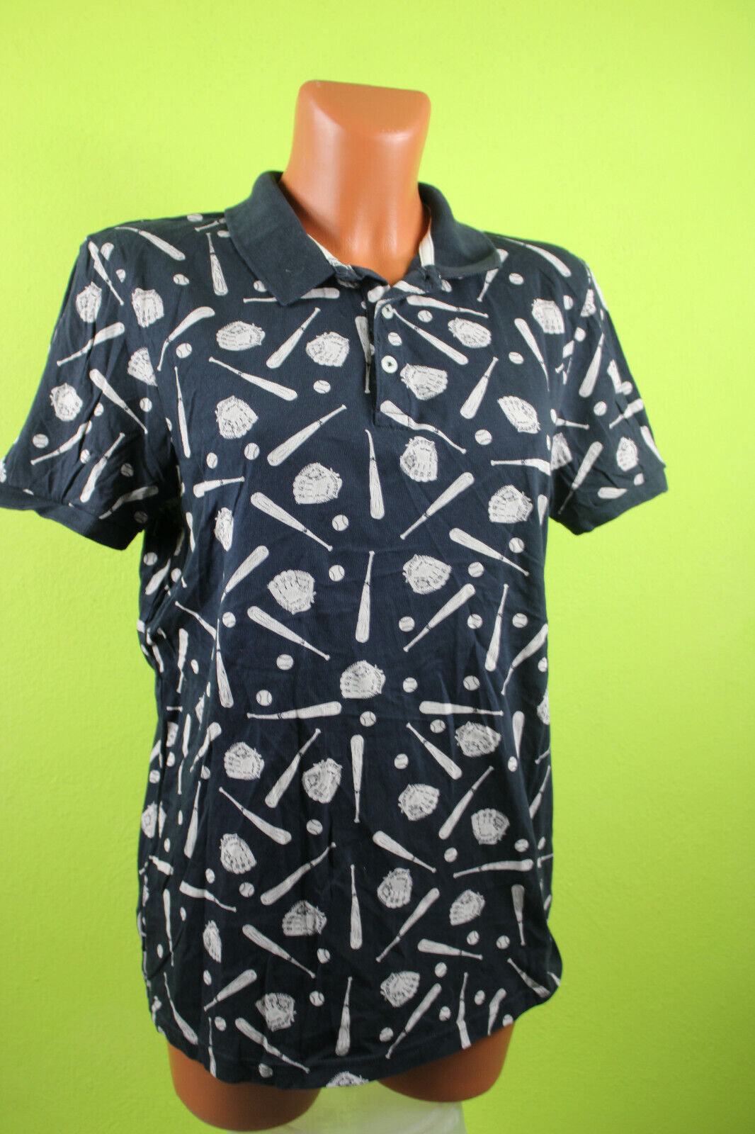 Box#94 asos M 40/42 Kurzarmshirt kurzarm T-Shirt Poloshirt Polo Baseball blau