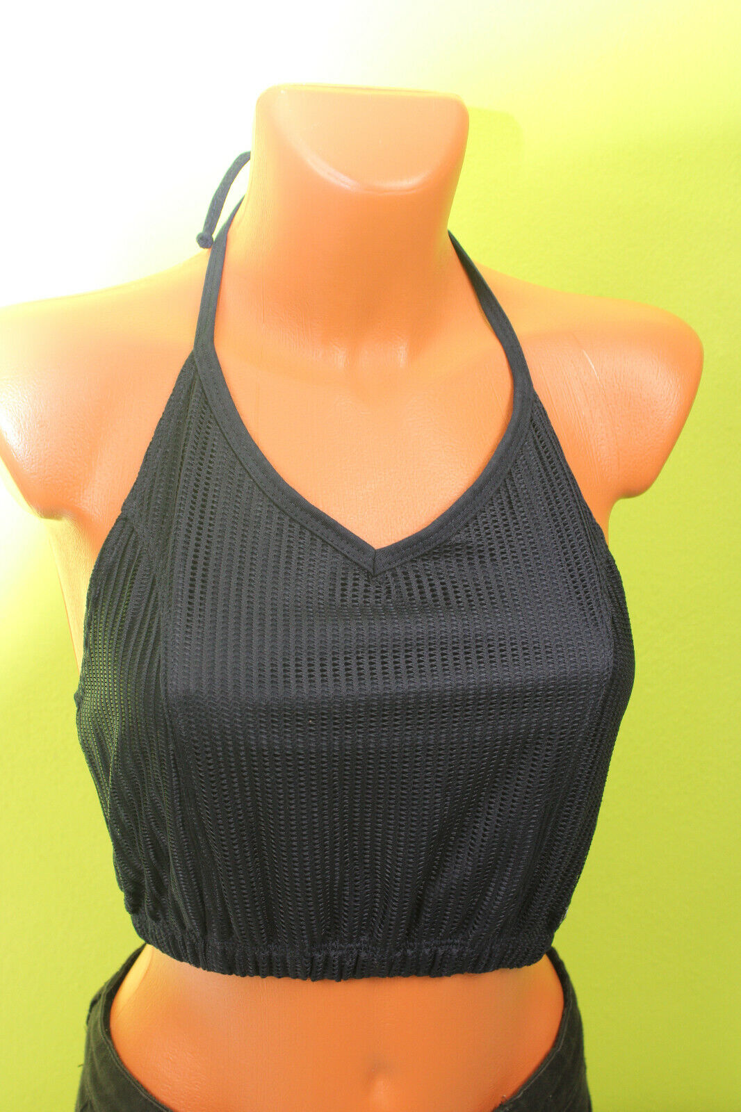 Pro Fitness USA Sporttop L 40/42 Top Bustier Sport blau Neckholder bauchfrei