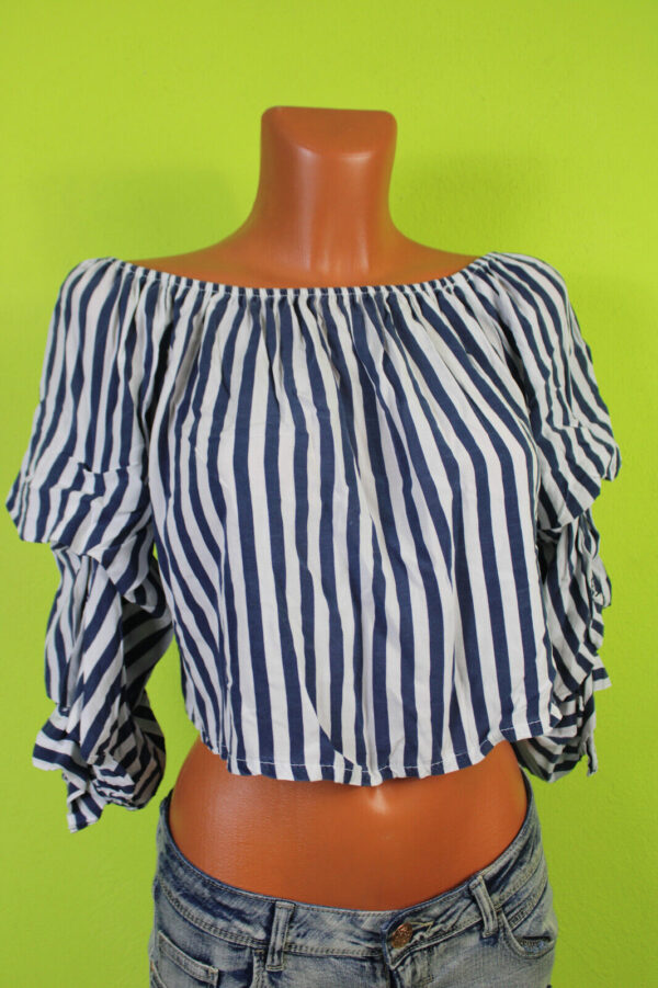 Shirt M 40/42 T-Shirt bauchfrei 3/4-Arm gestreift Bluse Blusenshirt T-Shirt