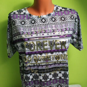 T-Shirt Boxy Shirt L 42/44 Blusenshirt kurzarm weit Blusenshirt lila gold