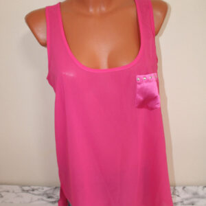Trägertop Trägershirt Chiffon Shirt rosa M 38/40 Durchsichtig Tasche Top