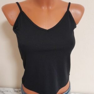 Top M 38 Shirt ärmellos Damen schwarz kurzes Trägershirt Sommertop