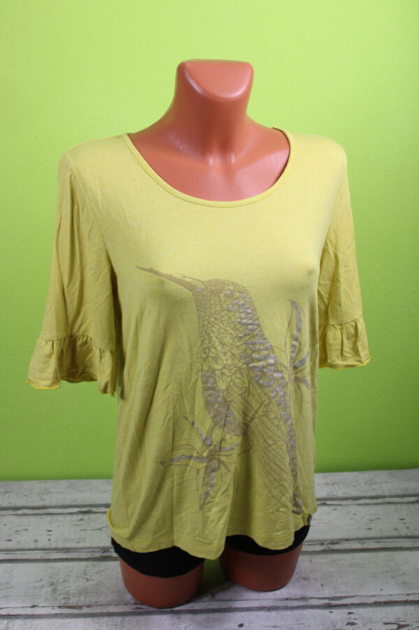 Your Concept Shirt M 38 gelb Kurzarmshirt T-Shirt Vogel Kolibri Damen Glitzer