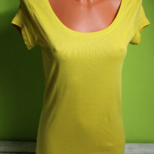 s.Oliver Shirt kurzarm langes Kurzarmshirt Damen gelb M 38 Damenshirt Longshirt