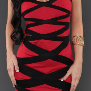 -Box#16 Koucla Sexy Feinstrick BandeauPartydress rot/schwarz passt Größe XS/S/M