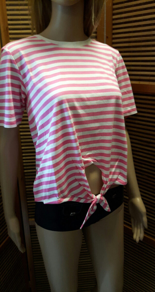 -Box#24 s.Oliver Damen T-Shirt bauchfrei in rosa gestreift passt Größe XS/S/34