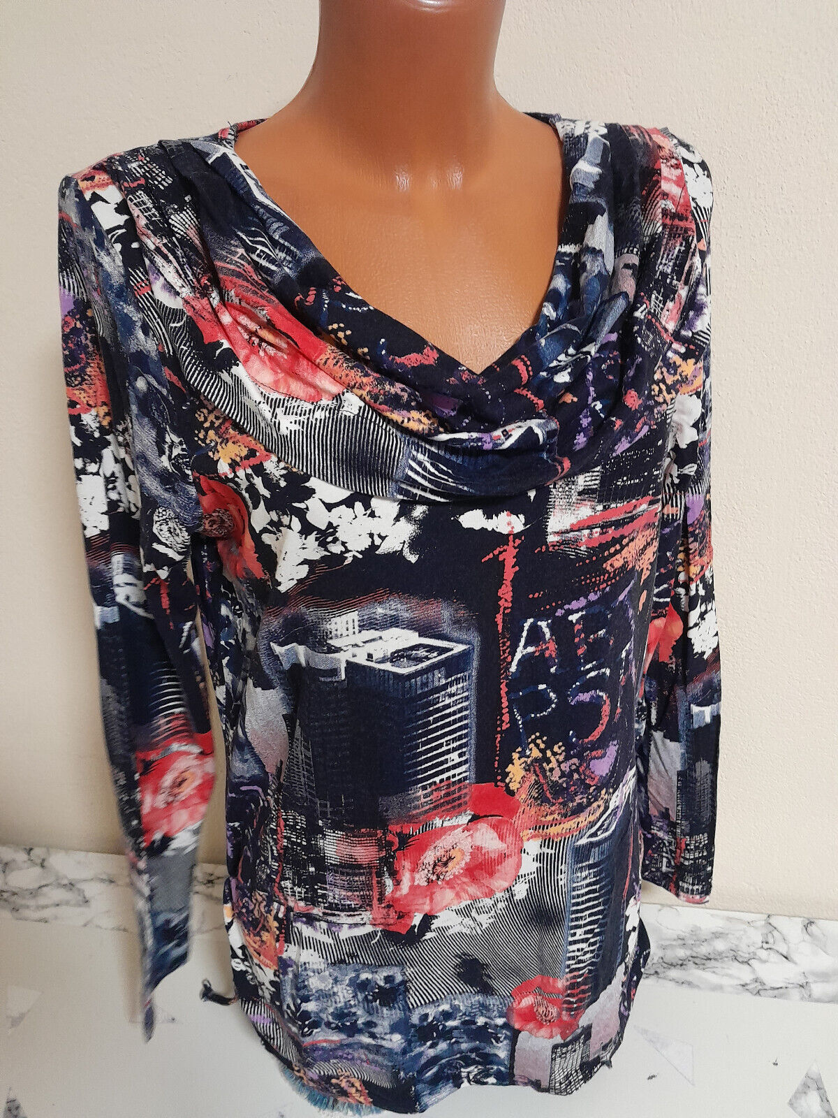 Box#11 liberty T-Shirt L passt 40 Shirt langarm stretch Wasserfall Stretchshirt