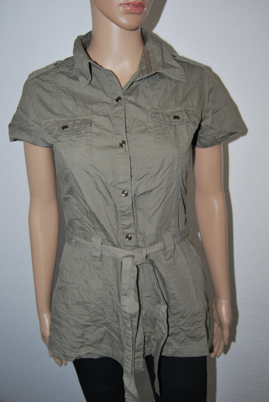 Box#26 AWG Sure Bluse Hemdbluse lang mit Gürtel braun Gr S 36 Damen Longbluse