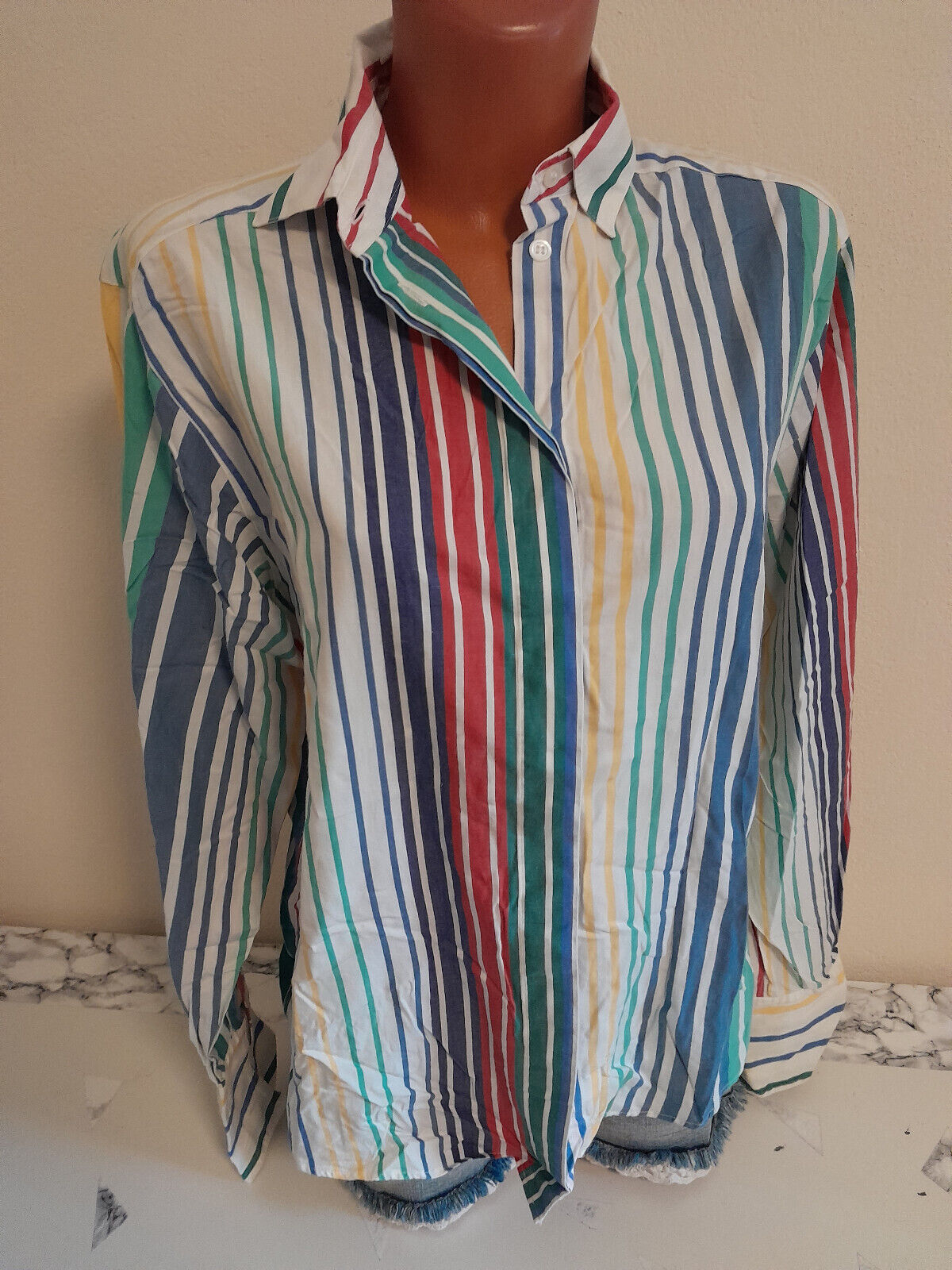 Box#27 Hilditch & Key Bluse 38 langarm Hemdbluse gestreift Damenbluse Vintage