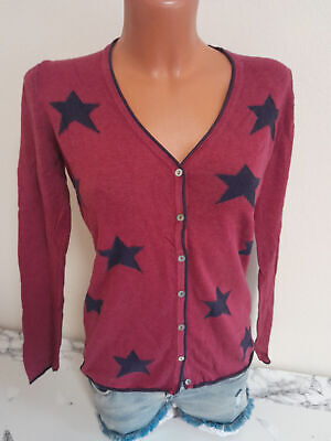 Box#65 Montego dünne Strickjacke Jacke M 38 langarm rot Sweatjacke Damen Sterne