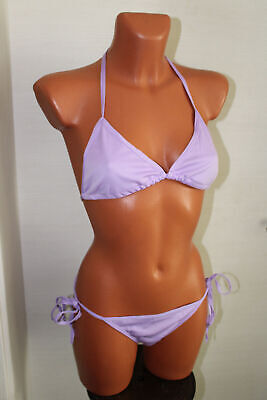Box#39 Basic Triangle Bikini S 36 A B Neckholder Binde Slip und BH lila Bademode – Bild 2