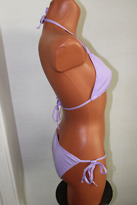Box#39 Basic Triangle Bikini S 36 A B Neckholder Binde Slip und BH lila Bademode – Bild 5