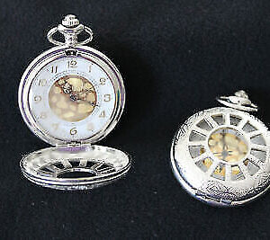Vintage Taschenuhr Antik Look Uhr Quarz Silber Gold farben Geschenkidee