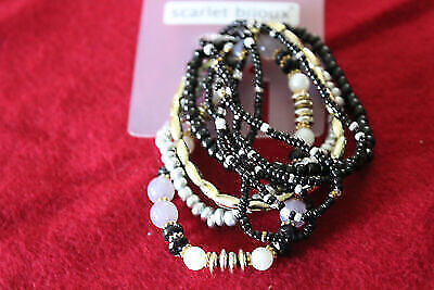 Scarlet Bijoux Modeschmuck elastisches Armband mehrfach Perlen Armschmuck Damen