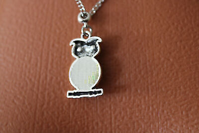 Modeschmuck zarte Kette Edelstahl mit Eulen Anhänger Rarität Glas Cabochon Herz – Bild 2