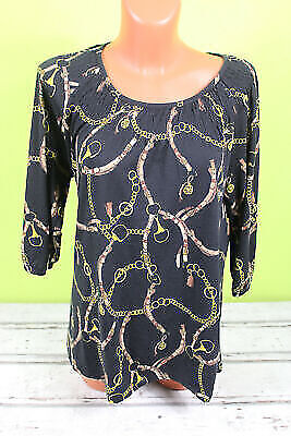 Box#94 Infinity M 40/42 schwarz gold Ketten kurzarm Sweatshirt Damenshirt Damen