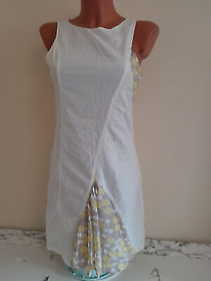 Lola Espeleta Trägerkleid S 36 Kleid weiß gelb Jerseykleid Shirtkleid ärmellos