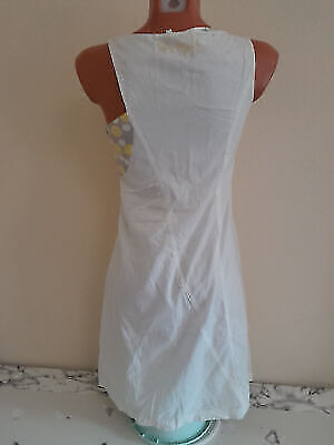 Lola Espeleta Trägerkleid S 36 Kleid weiß gelb Jerseykleid Shirtkleid ärmellos – Bild 4