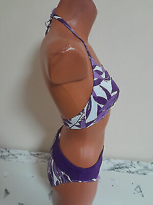 Box#39 Lascana Bademode Neckholder Bikini D passt S 34 C lila weiß Badeanzug – Bild 5