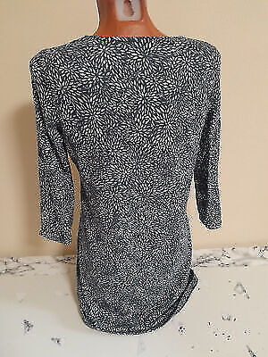 Box#3 dünnes Minikleid Kleid S 36/38 3/4-Arm stretchig Strickkleid blau weiß – Bild 4