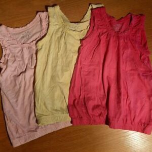 - Okay Mädchenshirts Shirts Tops 122 pink rosa gelb ärmellos Set uni einfarbig