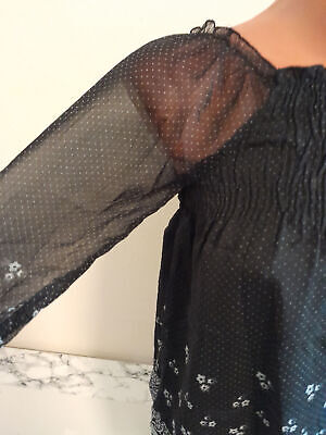 Box#28 Bluse 152 Blusenshirt langarm Shirt schulterfrei Punkte Chiffon Damen – Bild 2