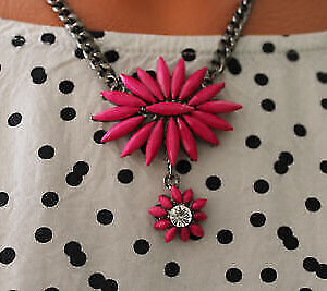 Sweet Deluxe Modeschmuck dicke Kette Edelstahl mit Anhänger Blume pink rosa