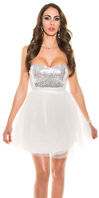 -Box#16 Koucla Ball-Party-Cocktail-Kleid mit Pailletten in weiß passt Größe XS/S – Bild 5