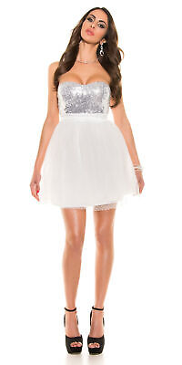 -Box#16 Koucla Ball-Party-Cocktail-Kleid mit Pailletten in weiß passt Größe XS/S – Bild 7