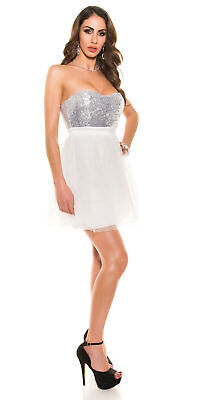 -Box#16 Koucla Ball-Party-Cocktail-Kleid mit Pailletten in weiß passt Größe XS/S – Bild 9
