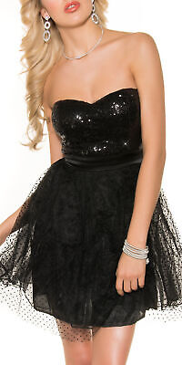 -Box#16 Koucla Ball-Party-Cocktail-Kleid Pailletten schwarz passt Größe XS/S/M